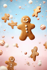 Levitating Gingerbread Cookies Abstract Background