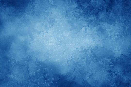 Blue and white background. Cloudy watercolor painted texture in abstract background design. 