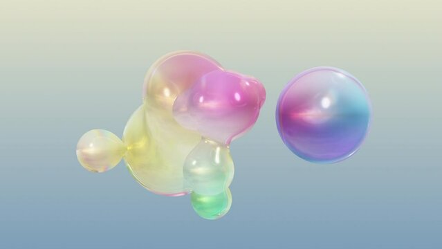 A metaball animation that morphs liquid blobs. Background of 3D Abstract Colorful Metaballs. in 4K Ultra HD. An alpha matte and a smooth, looped 3D animation.