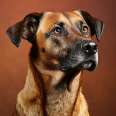 Obraz premium A protective and intelligent Belgian Malinois in a studio.