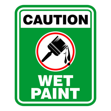 Caution, Wet Paint, sign and sticker vector