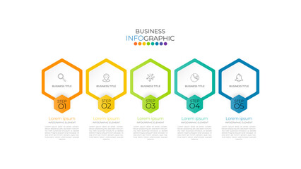 Modern infographic Timeline template can be used for workflow layout, diagram, number options, web design. Infographic business concept with 5 option, parts, steps or processes.