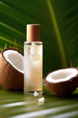 Fototapeta na wymiar Coconut Oil Skin Care Product Advert Shot