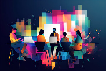 abstract graphic of team collaboration business. Generative AI