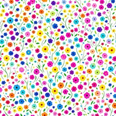 Fototapeta na wymiar Seamless pattern of colored flowers. AI generated.