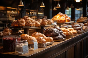 Fotobehang Fresh pastries in a Parisian bakery © Veniamin Kraskov