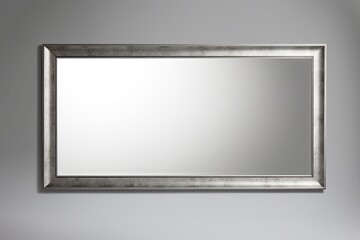 Obraz premium Large silver framed modern mirror isolated on gray background