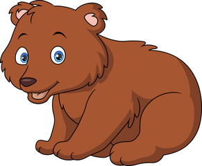 Cute little bear cartoon on white background
