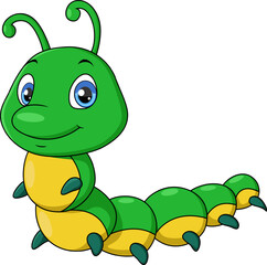 Cute caterpillar cartoon isolated on white background