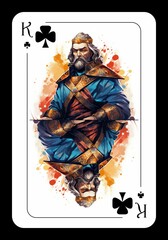 King of clubs. Playing card design, pop style, vibrant colors, ai generated