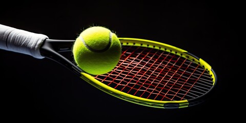 tennis ball on tennis racket