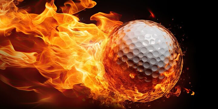 a flaming golf ball on fire