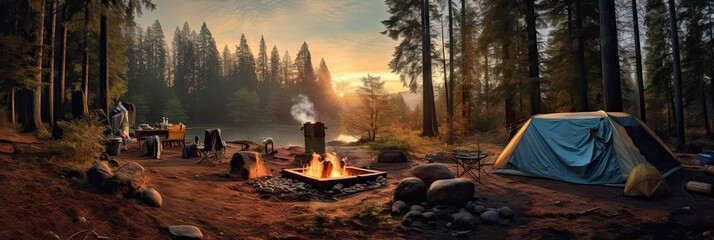 Campgrounds in the forest