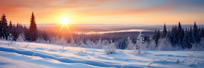 winter sunset in an open landscape