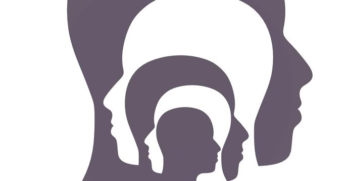Human head silhouettes. Schizophrenia and split personality disorder and mental health psychiatric disease concept. Mental health.