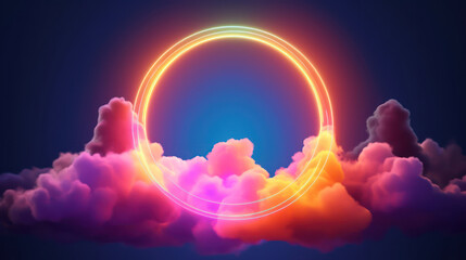 Obraz premium Glowing circle with colorful clouds
