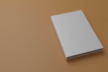 Hardcover blank book template with brown background for your design purposes	