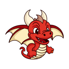 vector red cartoon dragon on white background