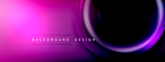 Circles lines and bubbles on bright glowing effect gradient with light and shadow effects. Dynamic interplay of light, shadow and depth. Futuristic and rhythmic technology design