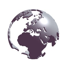 Cartoon planet Earth 3d render icon on white background