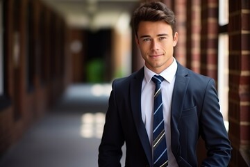 Portrait of a handsome young business man in suit and tie.