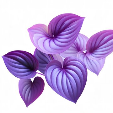 violet leaves pattern,leaf tradescantia pallida or purple queen plant or purple heart isolated on white background