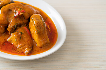 Redtail Catfish Fish in Dried Red Curry Sauce that called Choo Chee