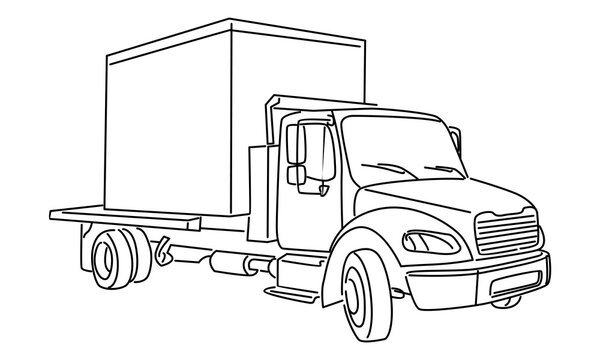 recommend clip art: line art of cargo van vector illustration