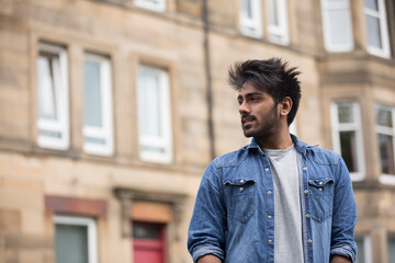 Asian man outdoors in the street.