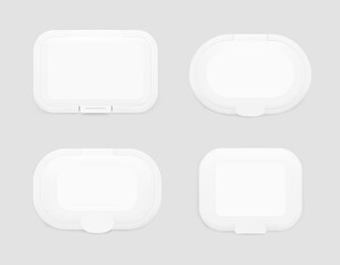 Wet wipe flaps for packaging mockup. Realistic front view. Vector template for your design. EPS10.