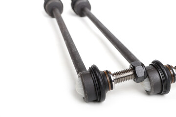 Stabilizer bar with ball joint, spare parts for mechanical repair and replacement of the car. on a white background