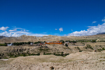 The forbidden Kingdom of Lo Manthang with Monastery, Palace and Village in Upper Mustang of Nepal. 