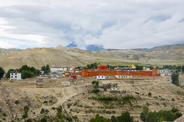 The forbidden Kingdom of Lo Manthang with Monastery, Palace and Village in Upper Mustang of Nepal. 