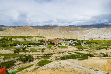 The forbidden Kingdom of Lo Manthang with Monastery, Palace and Village in Upper Mustang of Nepal. 