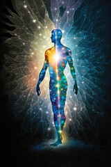 Human body with energy ray, 3d illustration of human body.