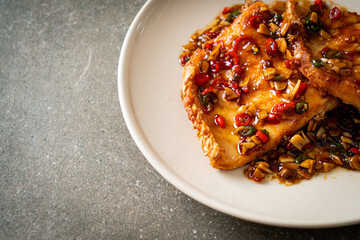Fried Snapper Belly with Spicy Garlic Soy Sauce