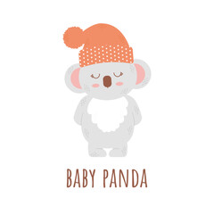 Sweet dreams. Cute character sleeping Panda on a white background. Design of children's clothes and toys. Flat vector illustration.