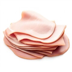 Ham slices isolated on white background