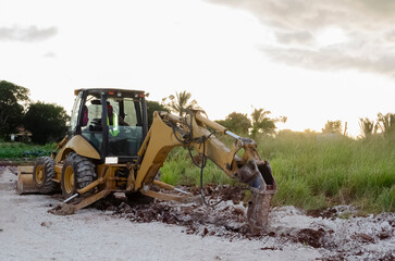 Digging A Trench At Setting Sun