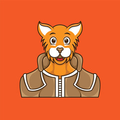 cute lion icon logo mascot illustration design
