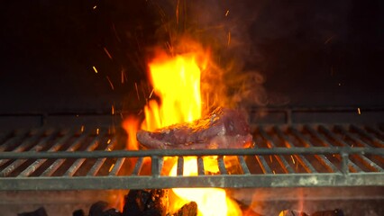 Premium steak grill on grill sirloin latin between sparks and fire angus kobe wagyu certified marble