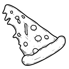 Sketch slice of Pizza isolated on white