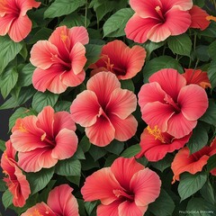 Red Hibiscus Beautiful Flowers. Generative AI