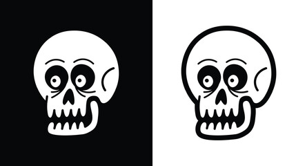 Skull icon. Vector black and white illustration. - 634556928