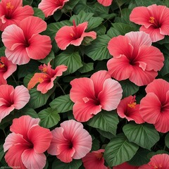 Red Hibiscus Beautiful Flowers. Generative AI