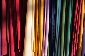 colorful fabric or cloth in store 