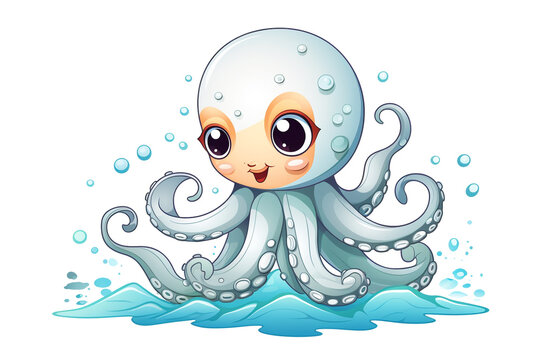 cartoon octopus in a white background