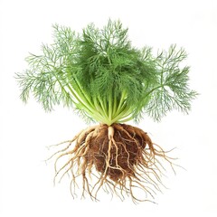 Fototapeta premium Dill with Roots Isolated on White Background