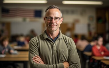 Fototapeta premium Lifelong learning embodied: Portrait of an experienced teacher.