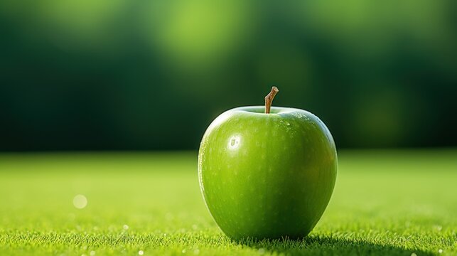 Fresh apple with green background